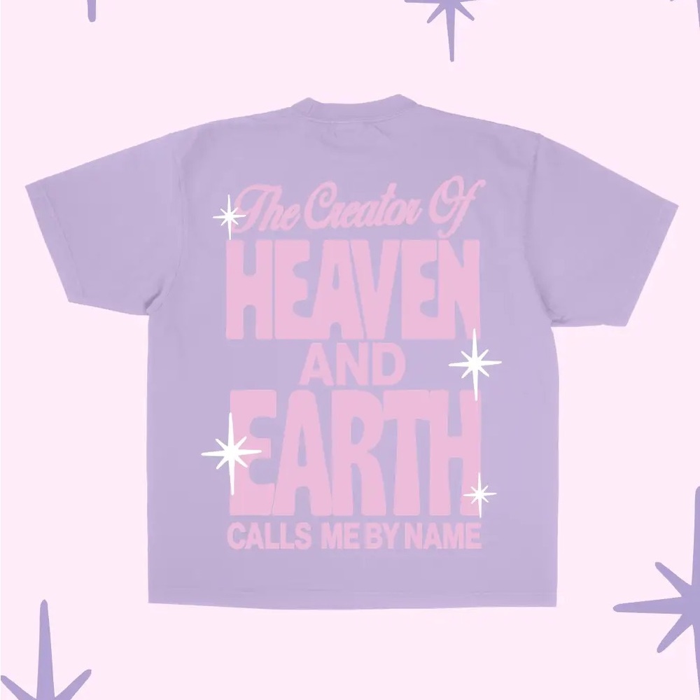 Lavender Graphic Short Sleeve Tee - 'Heaven and Earth'